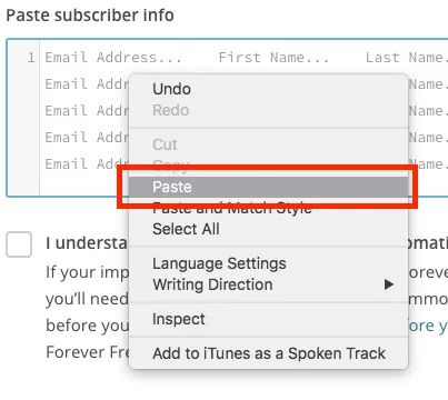 pasting data from clipboard